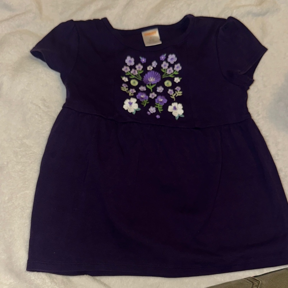 Gymboree Purple blouse with Floral Embroidery